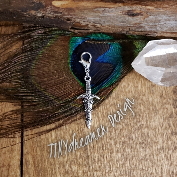 Silver Dagger Charm Knife Blade Sword Charm ~Nordic~Fantasy~Protection~Berserker - Picture 8 of 10